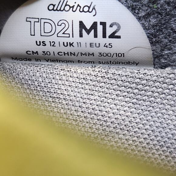 Allbirds Tree Dasher 2 Yellow Black Sneakers Mens Size 12 Running Walking Shoes - Picture 5 of 9